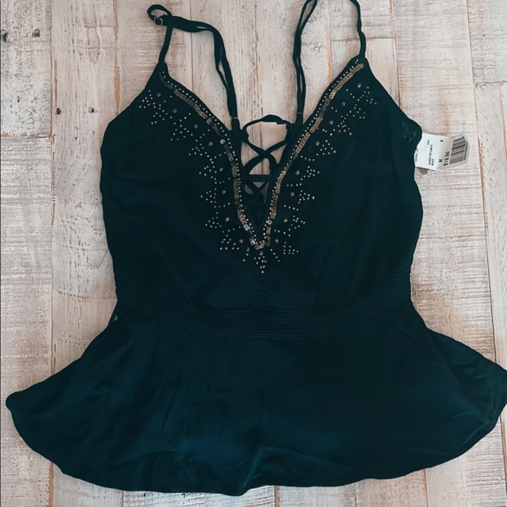Beaded Black Flared Cami